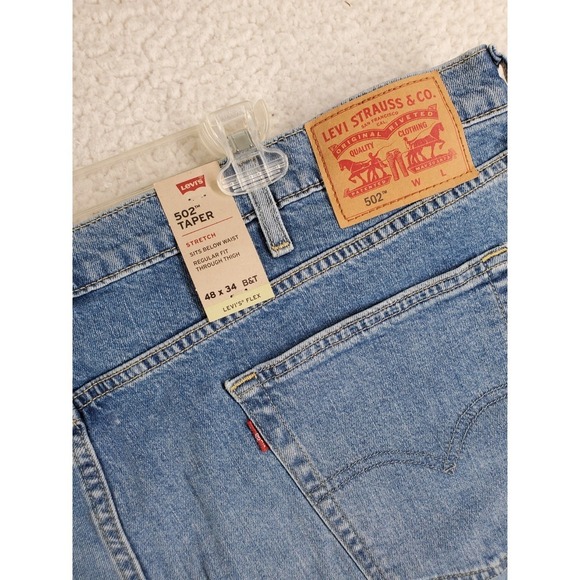 Levi's 502 Flex Taper Blue Jeans Mens 48x34 Big Tall Stretch Relaxed (47x32) NWT - Picture 2 of 12